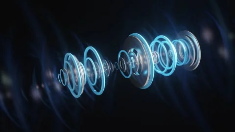 Blue Neon Ring Music Visualizer Animation on Dark Background. 4K Stock Footage 323383523