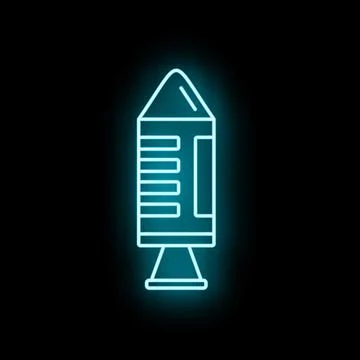 Blue neon rocket icon representing startup launch 스톡 일러스트