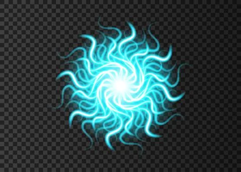 Blue  neon  round light effect with glowing wave lines. Stock Illustration