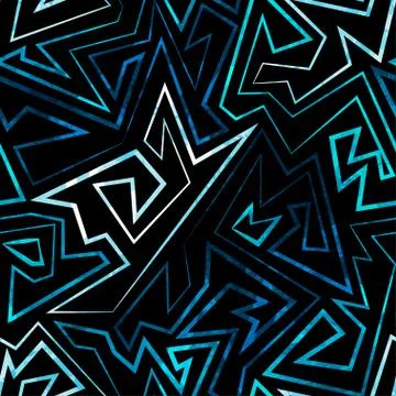 Blue neon seamless pattern Stock Illustration