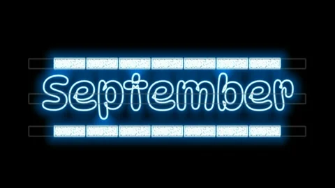 Blue neon september animation Stock-Footage 242390218