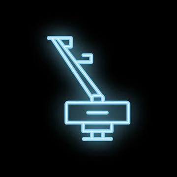 Blue neon sign of automatic barrier gate closing or opening on a black back.. Stock Illustration