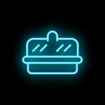 Blue neon sign of a bread bin on a black background Stockillustratie