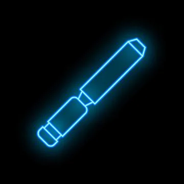 Blue neon sign of chisel for carpenter on black background イラスト素材