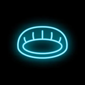 Blue neon sign of empty pet bed on black background Stock Illustration