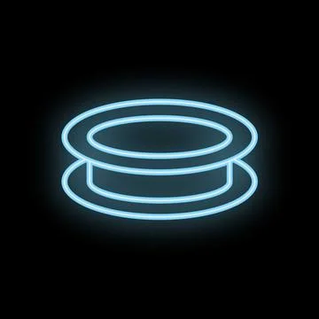 Blue neon sign of empty round podium on black background Stock Illustration
