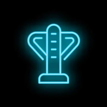 Blue neon sign icon of a pull up bar on black background Stock Illustration
