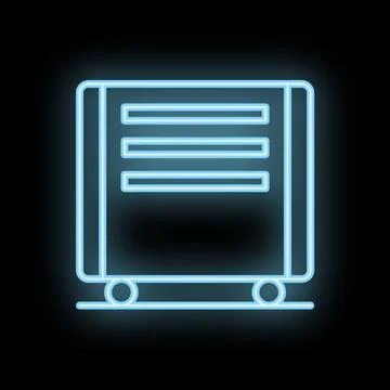 Blue neon sign of mobile server for data center on black background 스톡 일러스트