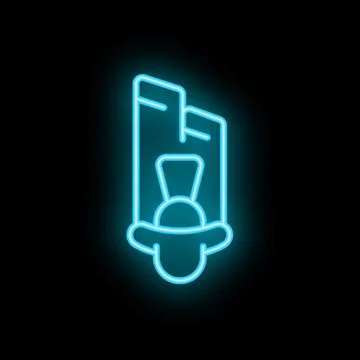 Blue neon sign representing the big ben tower in london, on a black backgroun Stock Illustration