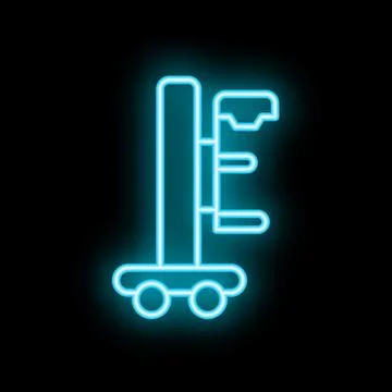 Blue neon sign representing mobile scaffolding tower used for construction .. イラスト素材