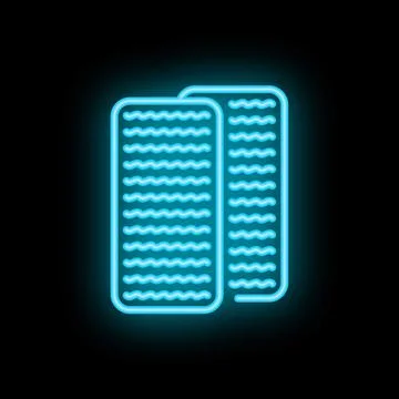Blue neon sign representing two matzah on black background Stock Illustration