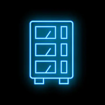Blue neon sign of server on black background Stock Illustration