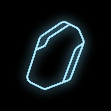 Blue neon sign showing a computer mouse on black background 库存插图