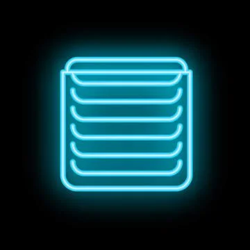 Blue neon sign of stack of paper on black background Stock Illustration