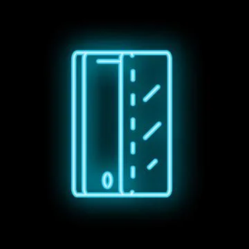 Blue neon smartphone screen protector glass icon on a black background Illustrazione stock
