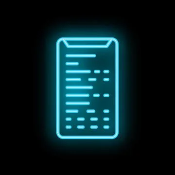 Blue neon smartphone showing programming code on screen on black background 库存插图