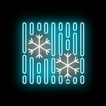 Blue neon snowflakes falling with winter concept Stock Illustration