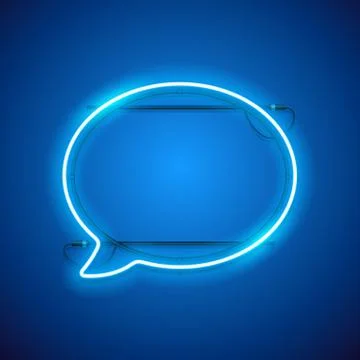 Blue Neon Speach Bubble Stock Illustration