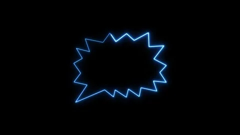 Blue neon speech bubble frame with dynamic glowing electric border. Stock Footage 337081802