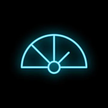 Blue neon speedometer showing increasing speed on black background Stock Illustration