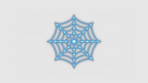 Blue Neon Spider Web Flickering Loop Animation for Halloween Stock Footage 341781910