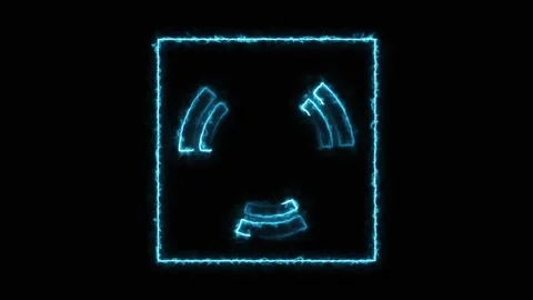Blue neon square with abstract glowing lines. Blue neon square for digital .. Stock Footage 337815494