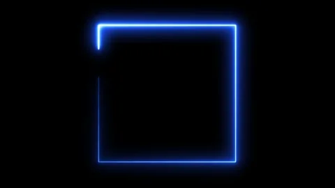 Blue neon square border motion effect. Stockbeeldmateriaal 332090398