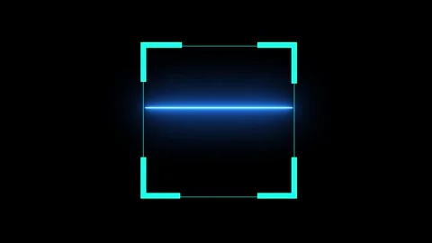 Blue neon square frame scan animation. Vidéo 331897776