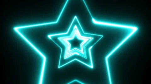 BLUE neon star looping technology on black background. 4K 60Fps stock videos Stock Footage 219195952