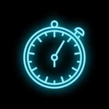 Blue neon stopwatch counting down the time Stock Illustration