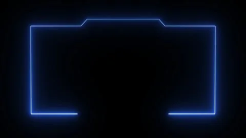 Blue neon streaming frame overlay in glowing blue color on black background Stock Footage 337941386