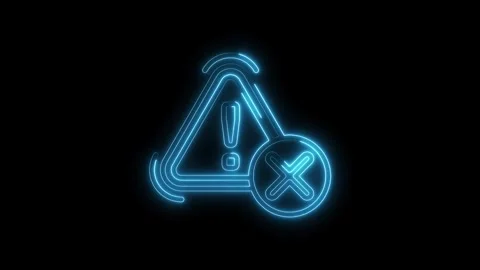 Blue neon style alert error exclamation mark with cross symbol animation ba.. Stock Footage 312317404