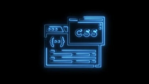 Blue neon style css code web development concept isolated on black backgrou.. Stock Footage 312333314
