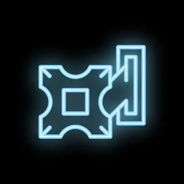 Blue neon style icon representing paving slabs laying Stock Illustration