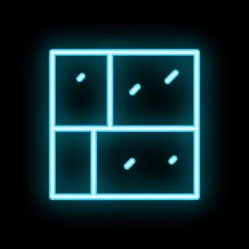 Blue neon style windows glowing on a black background Ilustración de archivo