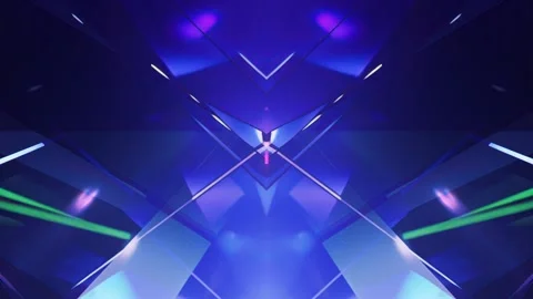 Blue Neon Symmetrical Sci-Fi Geometry With Laser Light Lines Stock Footage 328272008