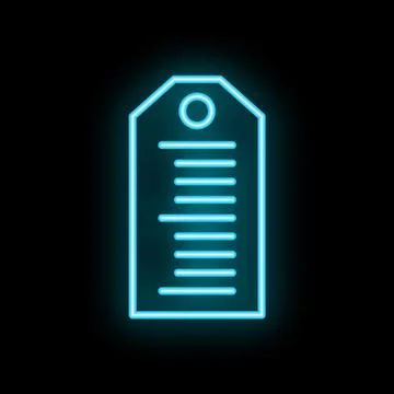 Blue neon tag with copy space glowing on black background Illustrazione stock