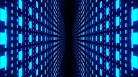 Blue Neon Tech Grid Perspective Background VJ Loop in 4K Video stock 334717804