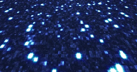 Blue neon technology background. Glittering blue poligons moving in a cyberspace Stock Footage 124094025