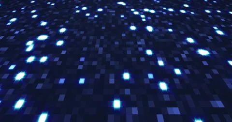 Blue neon technology background. Glittering blue poligons moving in a cybersp Stock Illustration