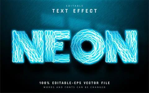 Blue neon text effect editable Stock Illustration