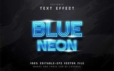 Blue neon text effect Stock Illustration