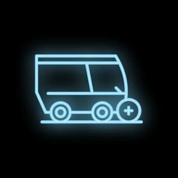 Blue neon train icon showing concept of public transport Stock Illustration