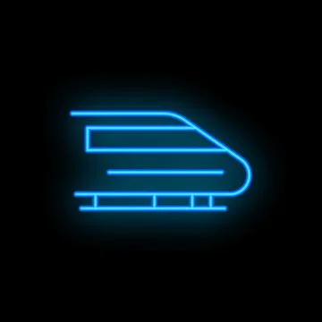 Blue neon train icon speeding through the night イラスト素材