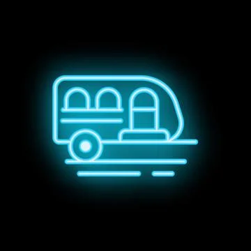 Blue neon train moving fast on black background イラスト素材