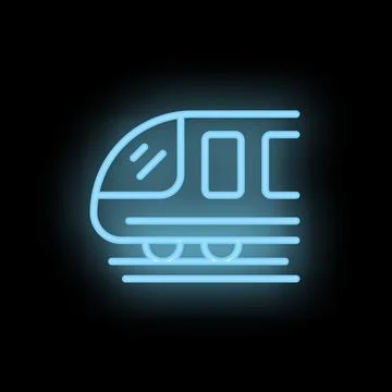 Blue neon train moving fast icon design Stock Illustration