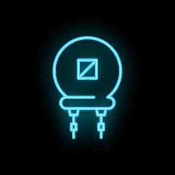 Blue neon transformer, a key component in electrical systems, glowing brightl Illustrazione stock
