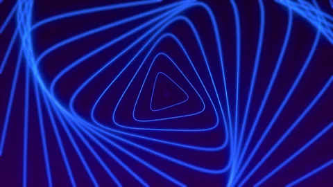 Blue Neon Triangle Tunnel Glowing Loop Abstract Motion Background Stock Footage 340400186