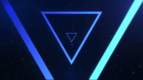 Blue Neon Triangle Tunnel Loop Motion Background for Tech Presentations Video stock 346583408