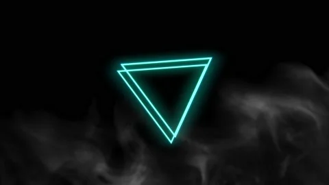 Blue neon triangles and dark smoke on st... | Stock Video | Pond5